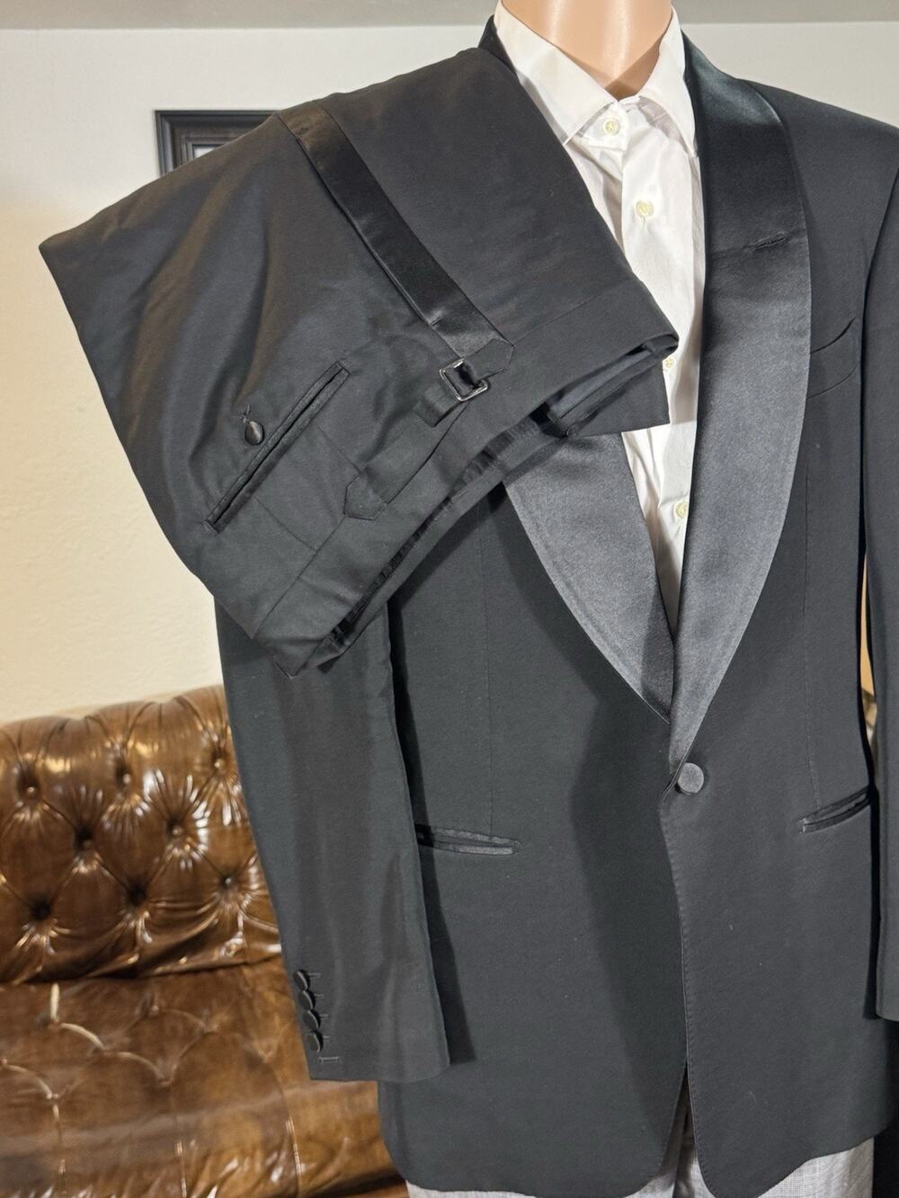 Tom Ford Shawl Lapel Tuxedo Black Wool Mohair 52 42R 36x32 Trousers Windsor